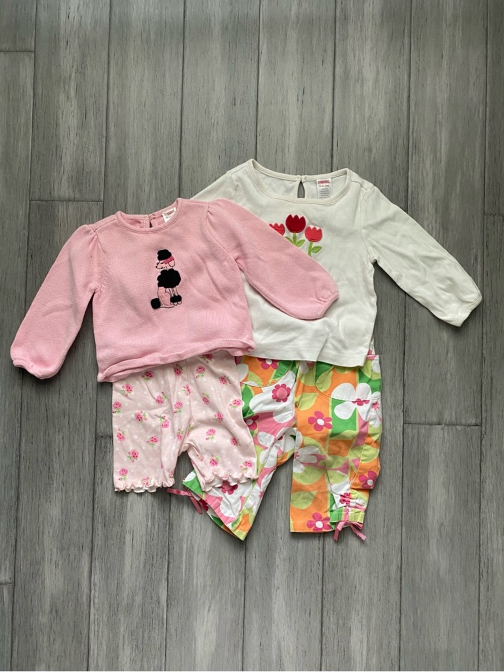 Gymboree Girls Kids Cotton Tops and Bottoms Bundle Pink Floral Poodle